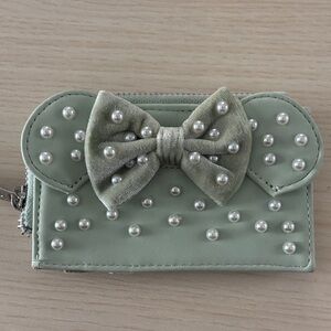 Loungefly Green Wallet with Bow and Pearl Accents